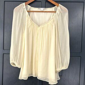 Diane von Furstenberg Silk Peasant Blouse - Size 2, Off-White (Vintage)